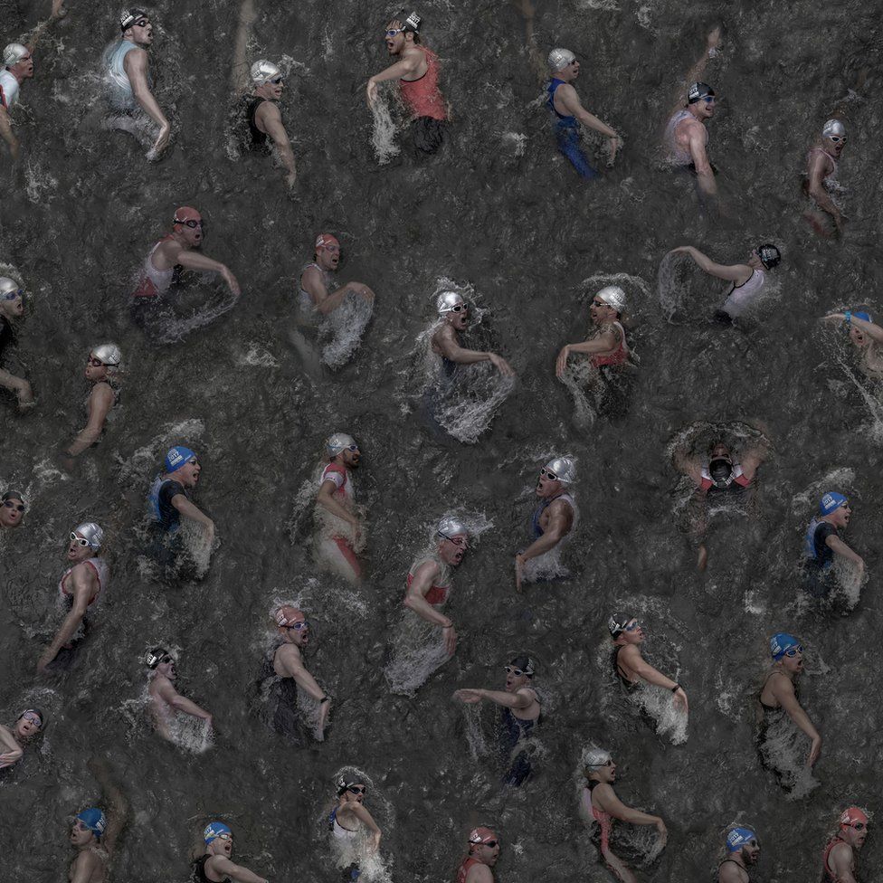Klaus Lenzen enhanced image of swimmers, entitled Every Breath you Take