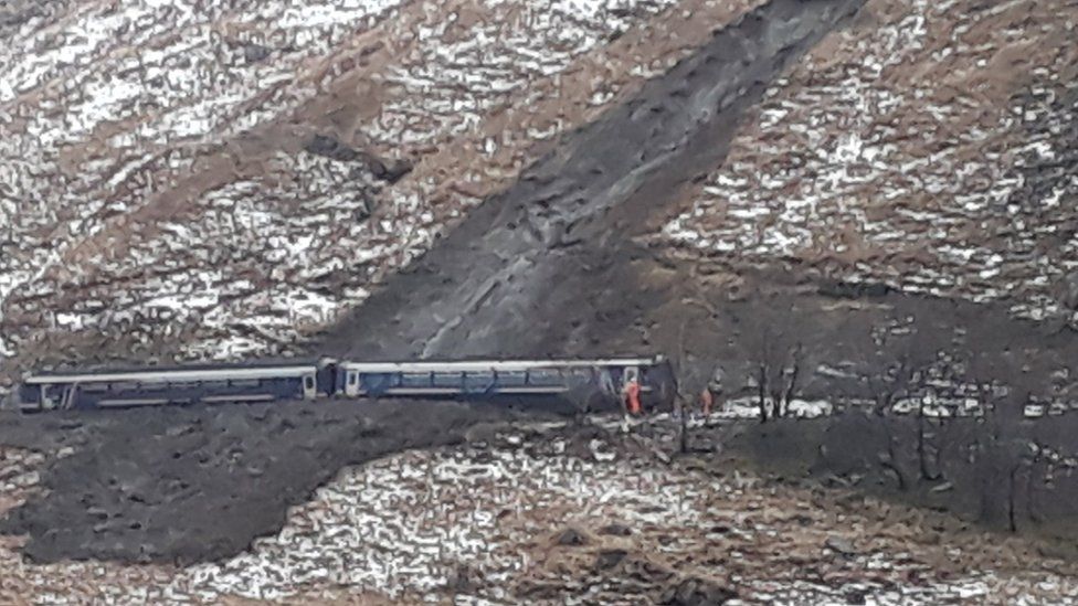 Train in landslide
