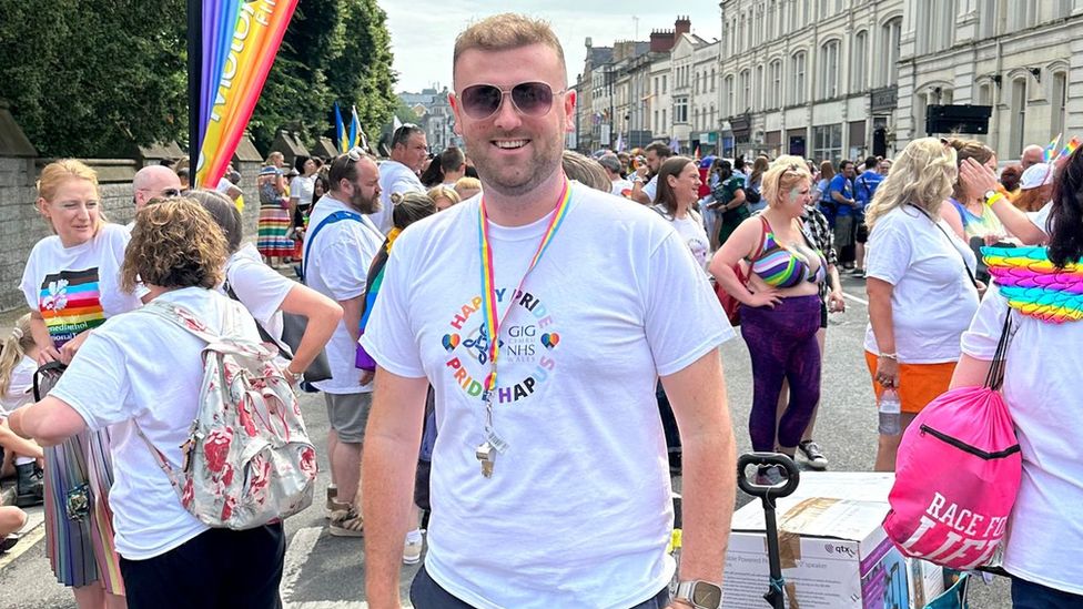 Joshua Beynon at Pride in Cardiff