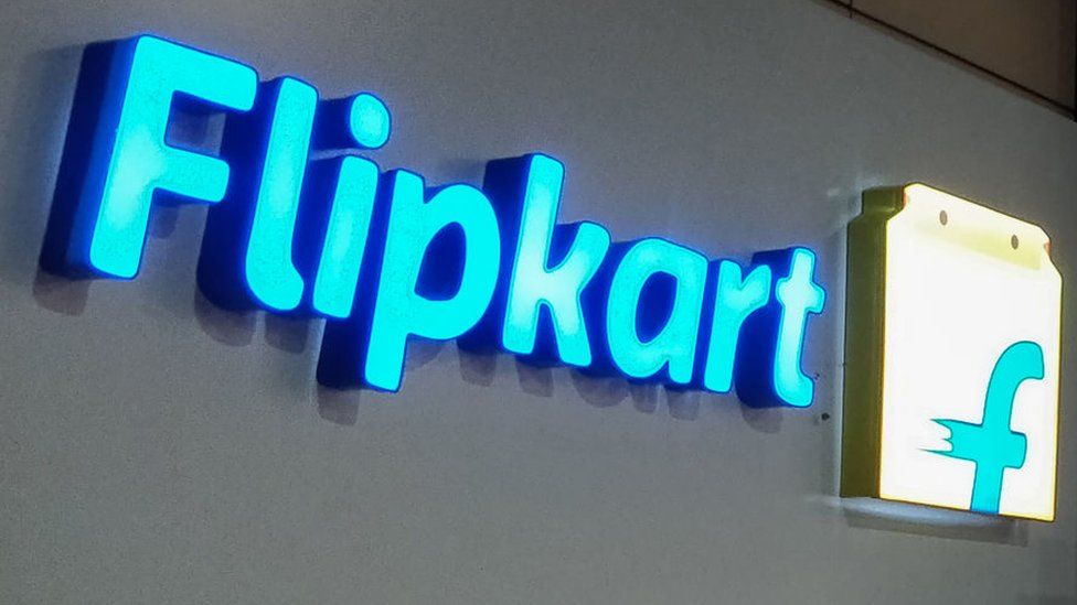 Logo of Indian e-commerce company Flipkart at its headquarters in Bangalore.