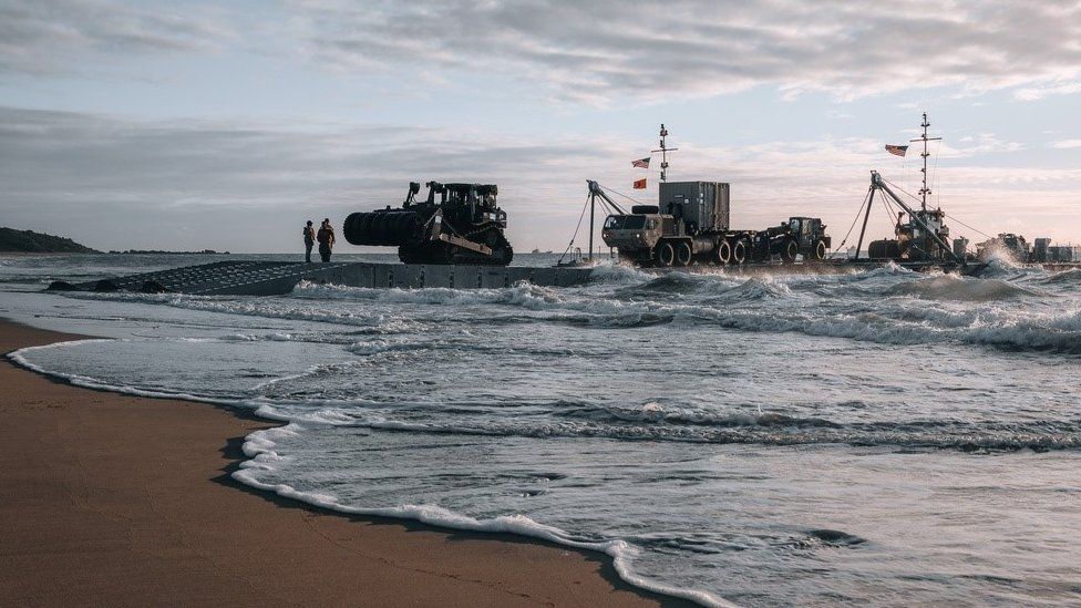 US forces constructing a causeway during a training exercise in Australia in July 2023.