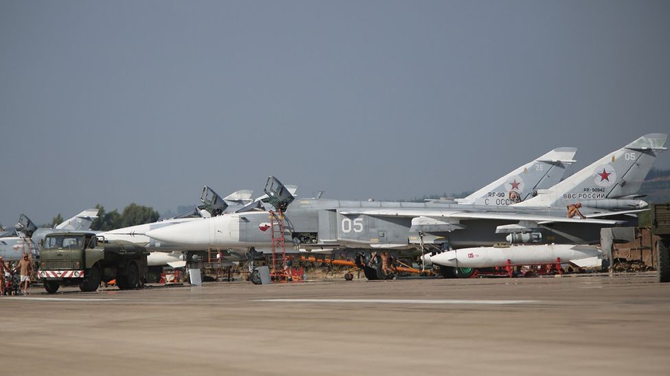 Russian Su-24 bombers at Hmeimim airbase, 6 Oct 15