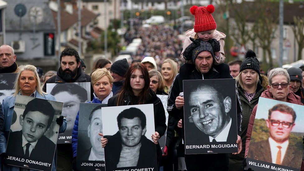 People taking part in walk of commemoration marking the 50th anniversary of Bloody Sunday