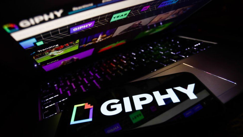 Giphy logo connected  a screen