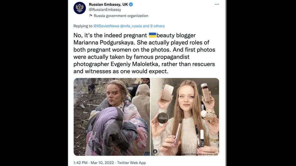 Screengrab from Russian Embassy UK's Twitter account