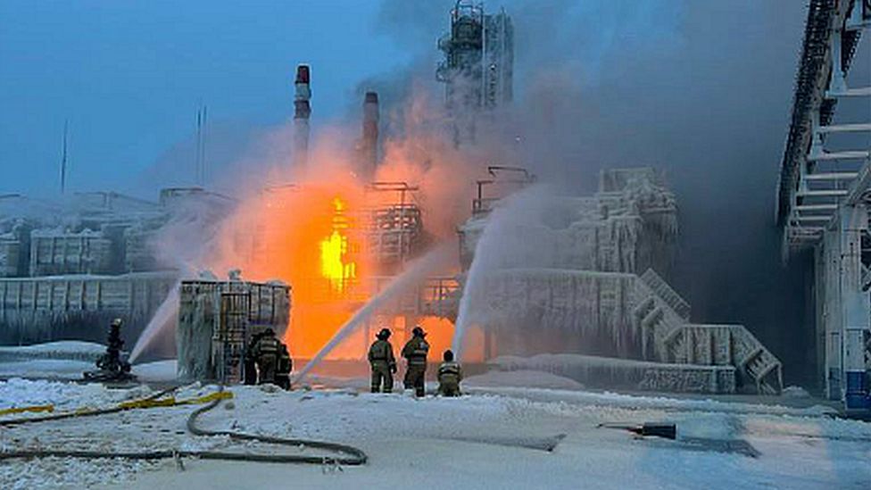 An image of fire fighters at the site