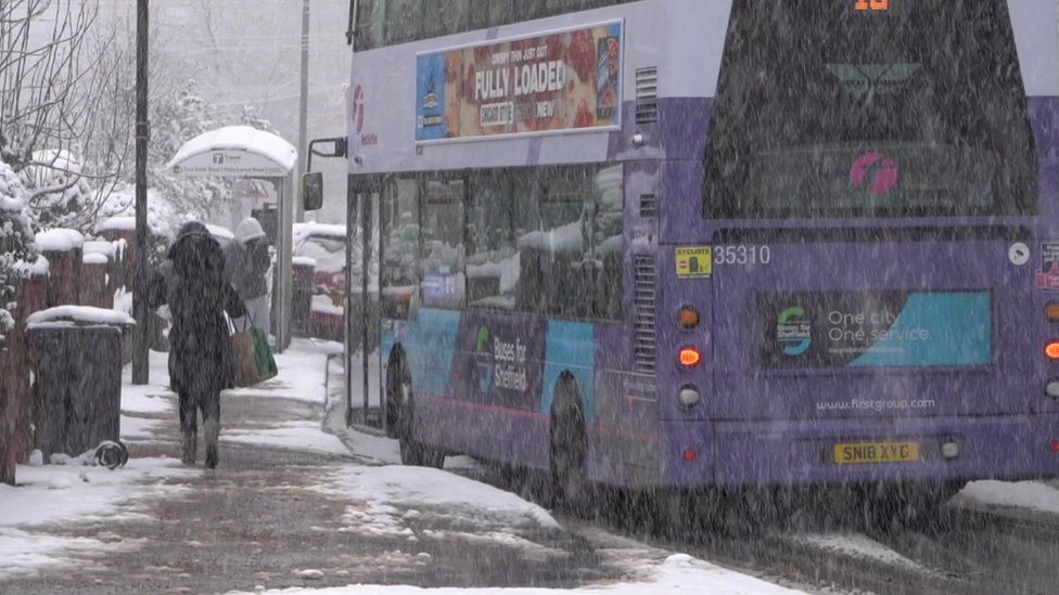 Snowy scene in Sheffield
