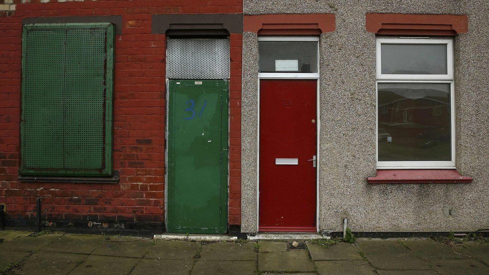 Red front door in Middlesbrough