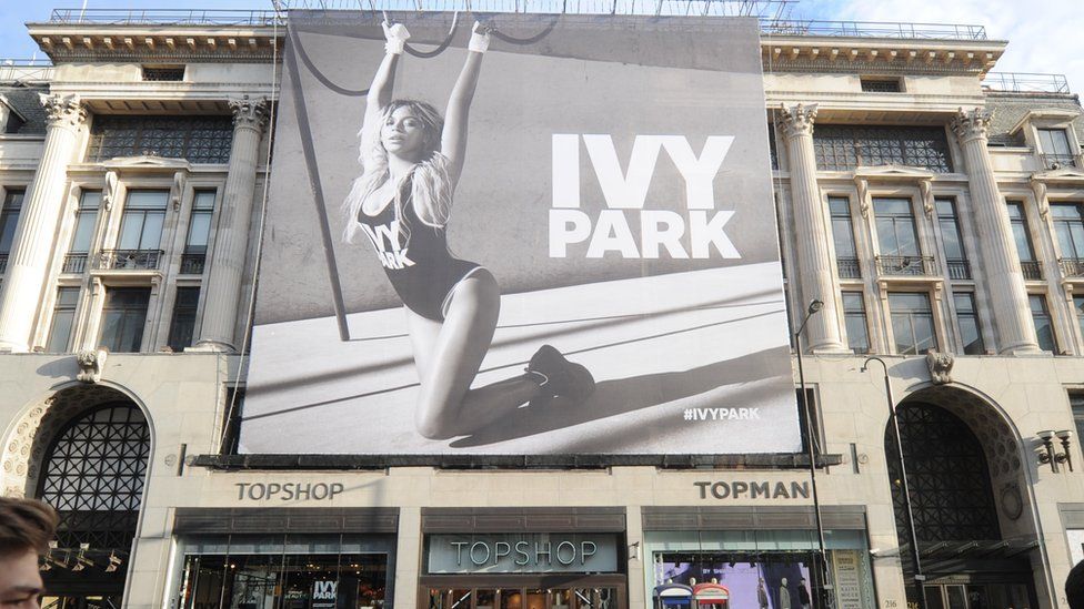 Ivy Park banner outside Topshop store