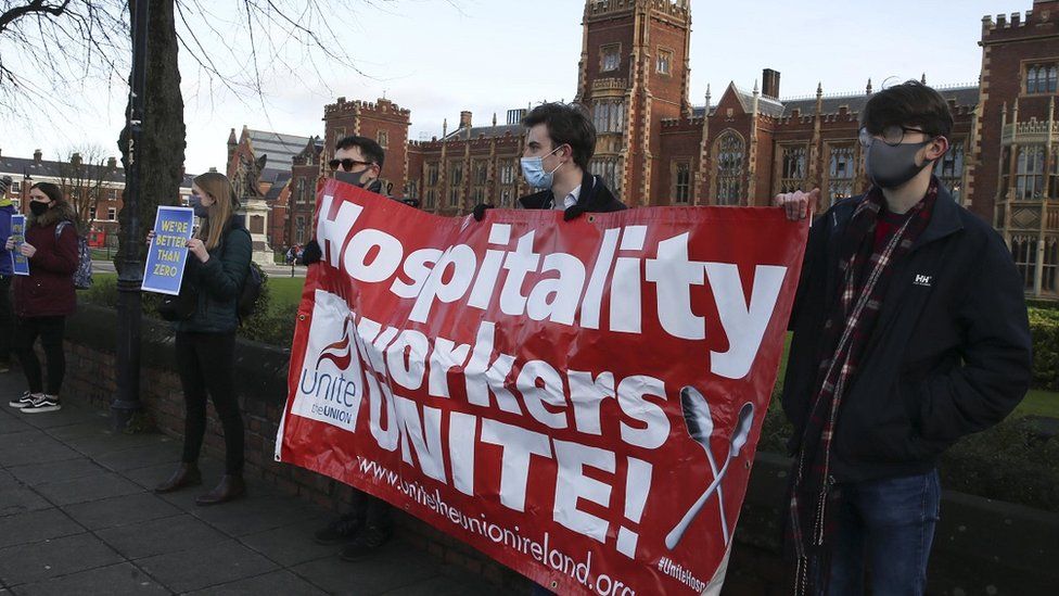 Protest by Queen's University Student Union workers