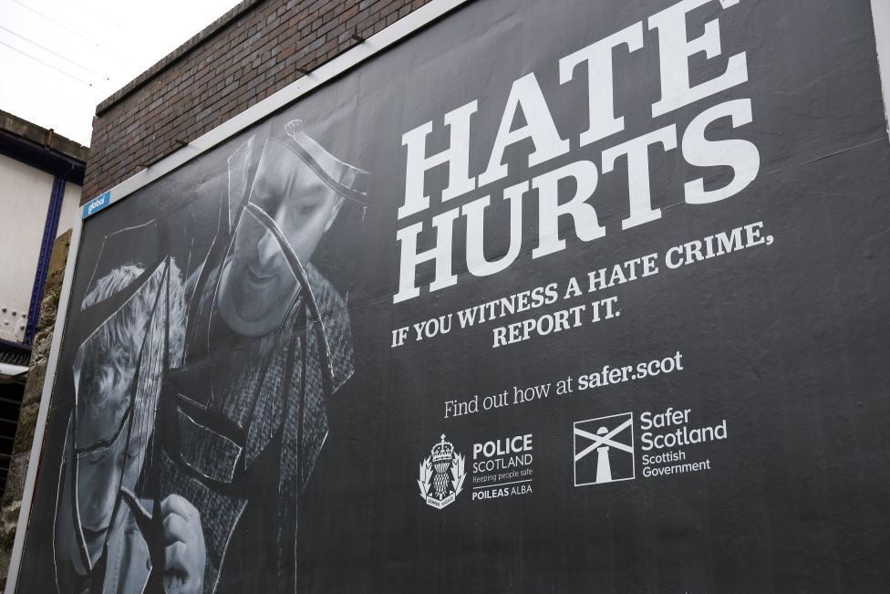 A billboard detailing the new hate crime legislation in Glasgow