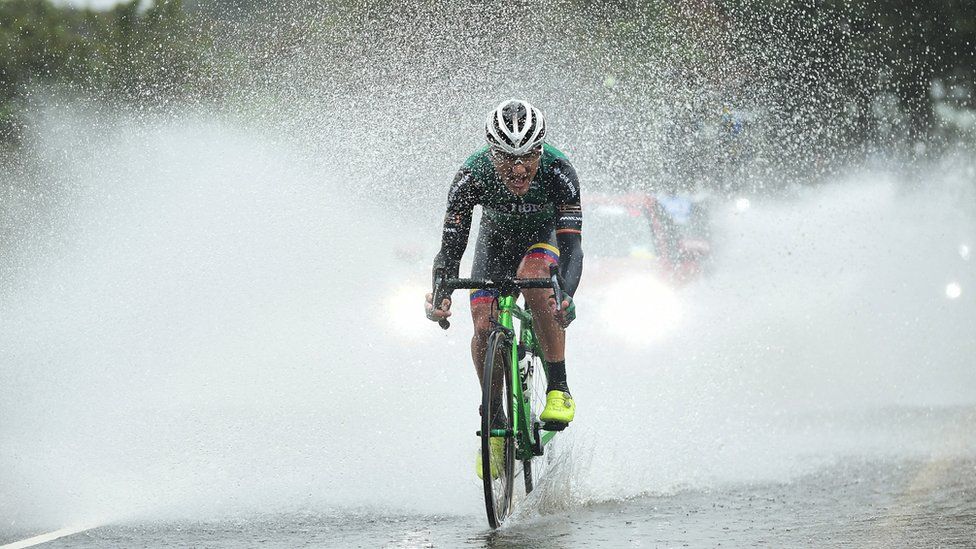 Cyclist in rain
