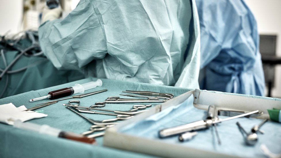 Surgical implements in an operating theatre