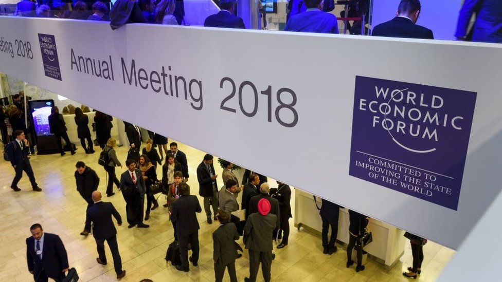 Inside the Congress Centre during the annual World Economic Forum (WEF) on January 23, 2018 in Davos