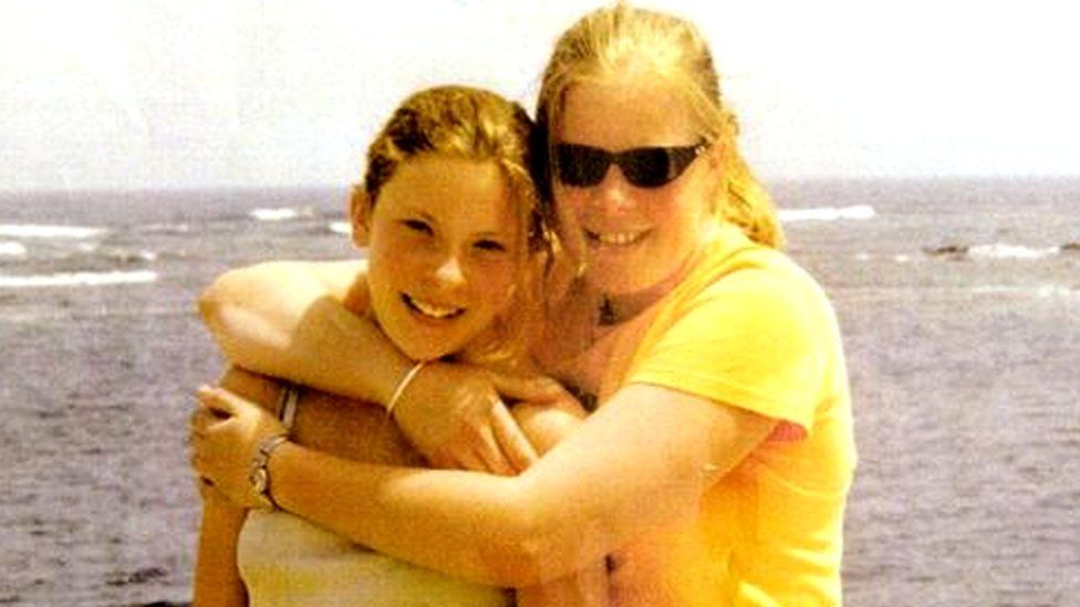 Milly and Gemma on holiday in Lanzarote in 2001