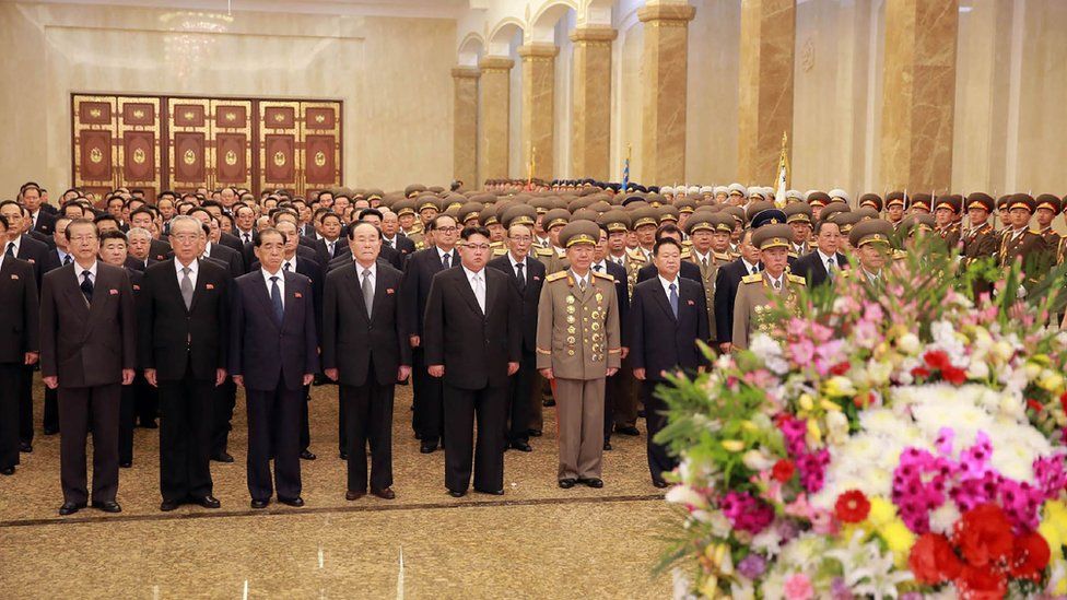 Kim Jong-un visiting the Kumsusan Palace of the Sun in Pyongyang (file, April 2017)