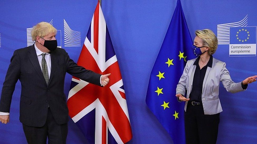 UK's Prime Minister Boris Johnson and European Commission President Ursula von der Leyen
