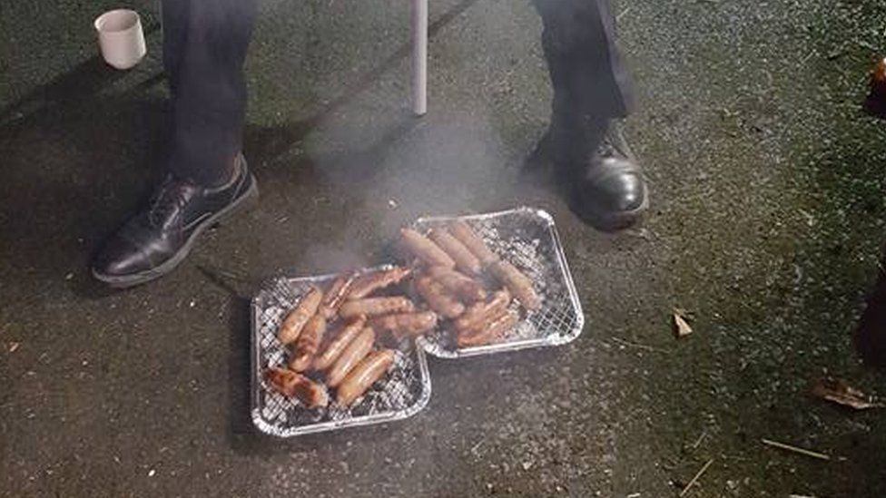 Sausages served up to firefighters at Pewsey Fire Station