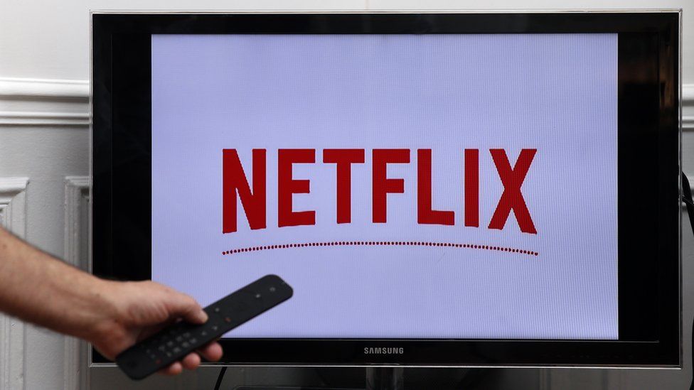 A Samsung smart TV displaying the Netflix logo