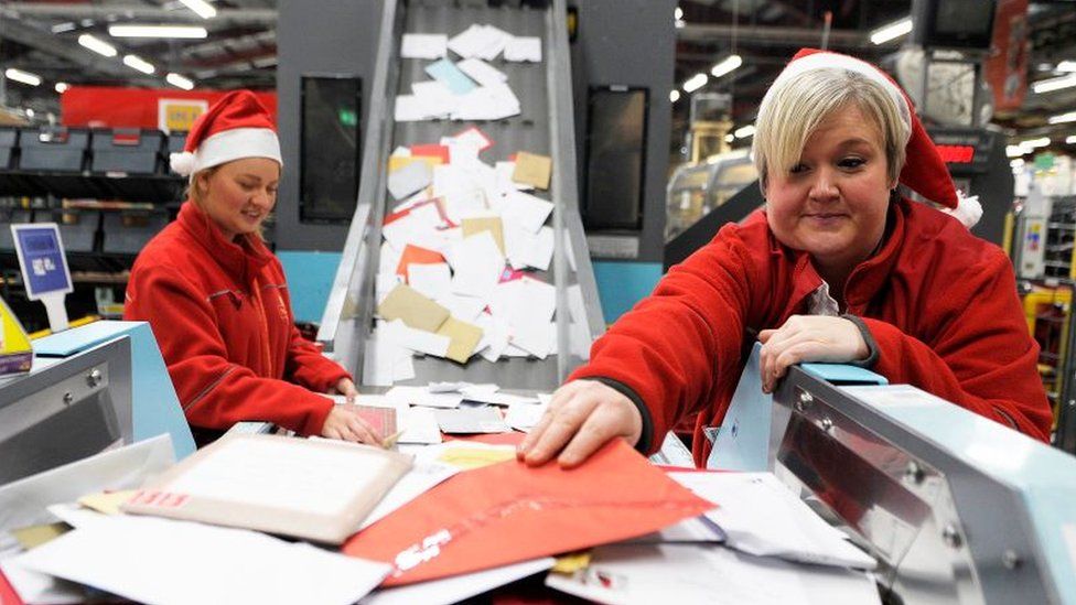 Royal Mail workers at Christmas