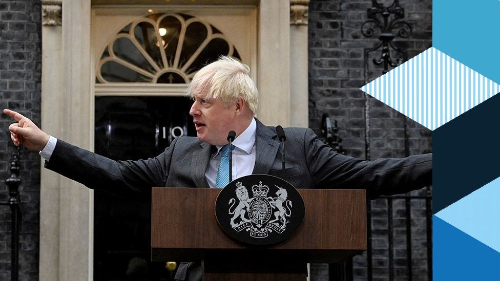 Boris Johnson delivering farewell speech at No 10