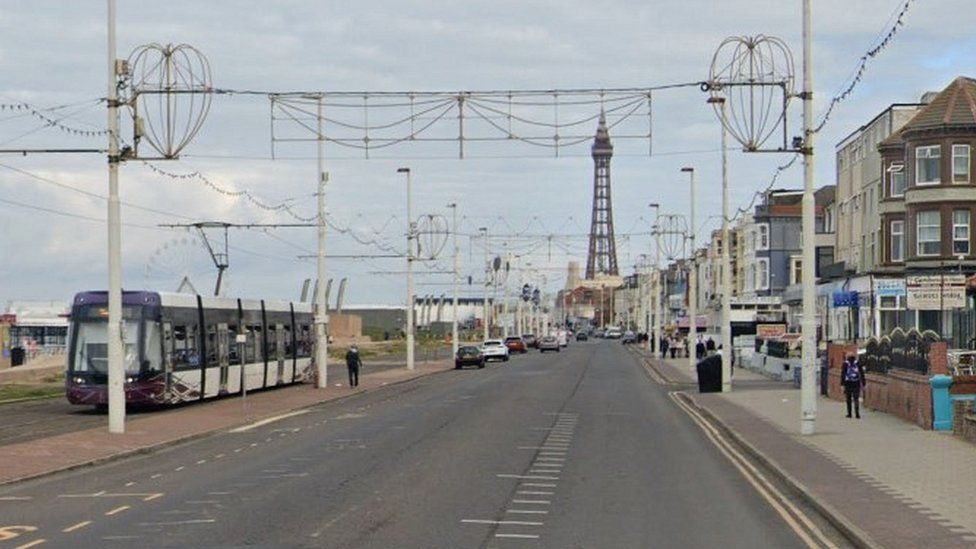 Blackpool promenade and tram tracks