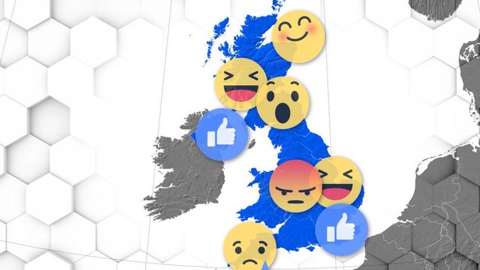 A map of Britain with a load of emojis all over it