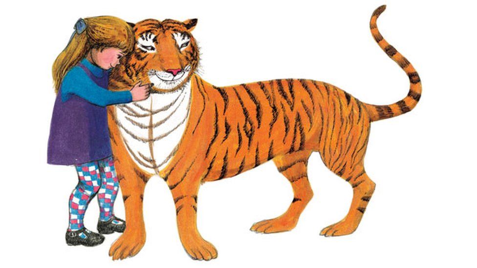 An illustration from Judith Kerr's The Tiger who came to Tea