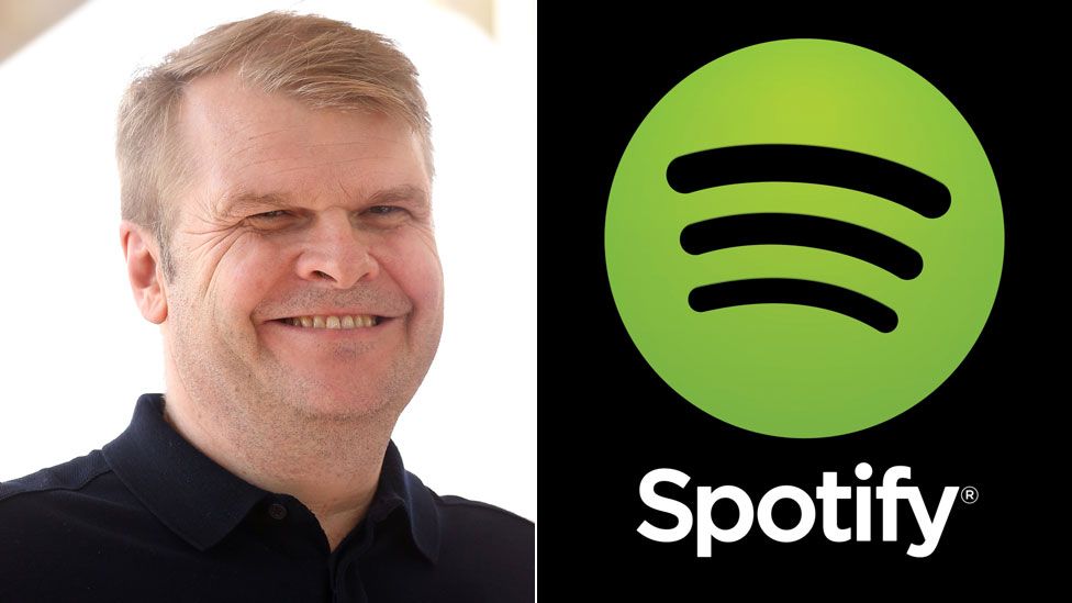 Rob Stringer and Spotify logo
