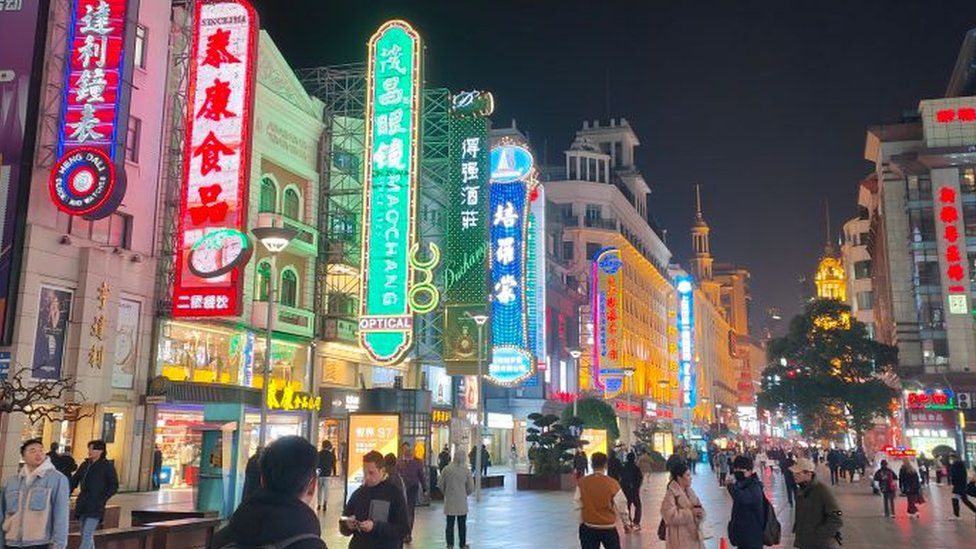 ''China's first commercial street,'' at night in Shanghai