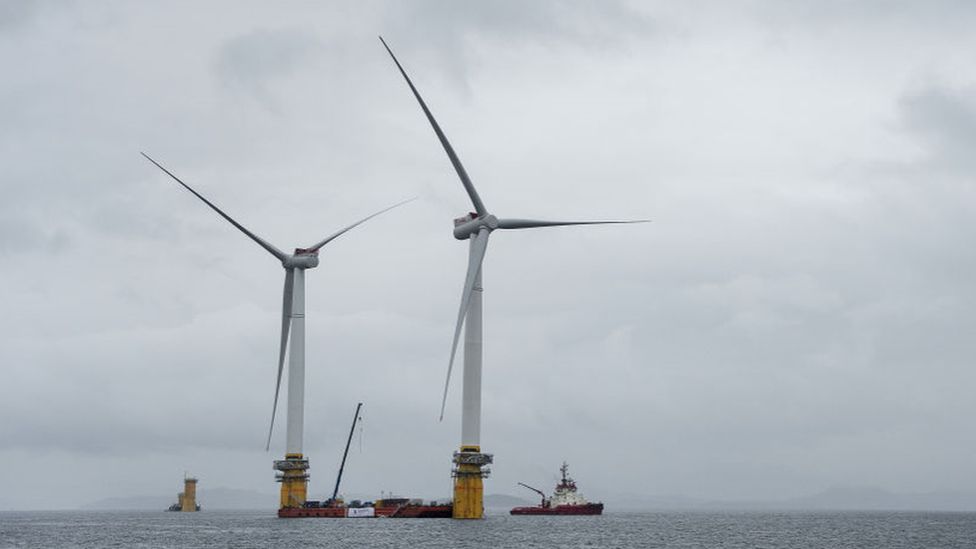 Floating wind farm off the coast of Scotland