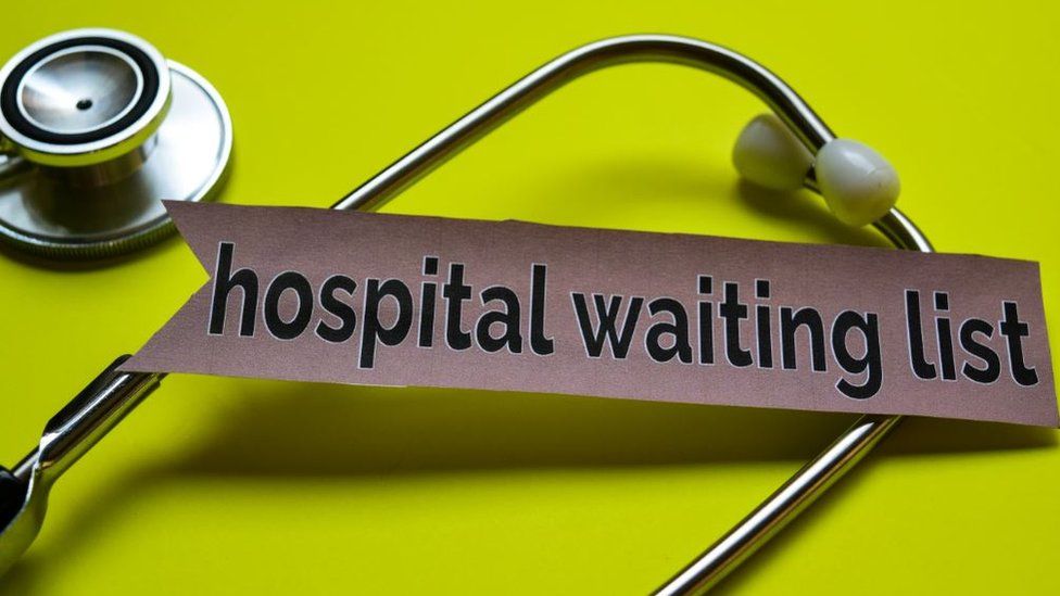 Hospital waiting list sign
