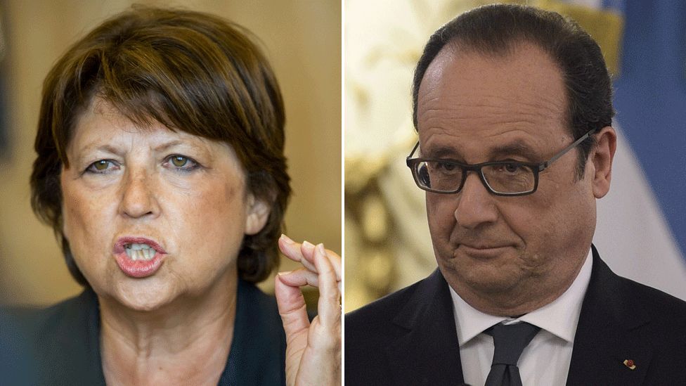 Martine Aubry and Francois Hollande