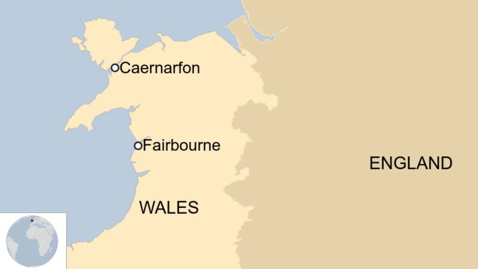 Map showing Fairbourne in Wales