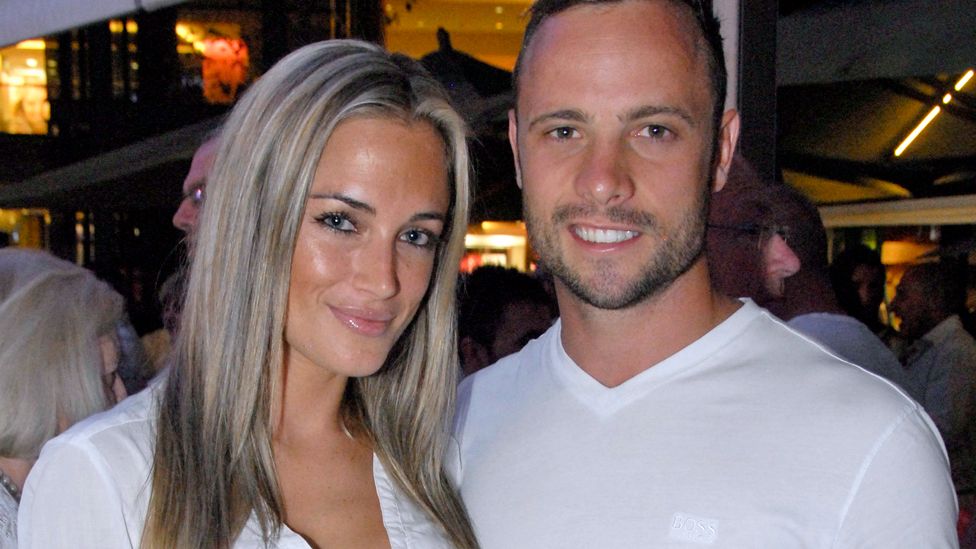 Reeva Steenkamp and Oscar Pistorius pictured at a party in 2012