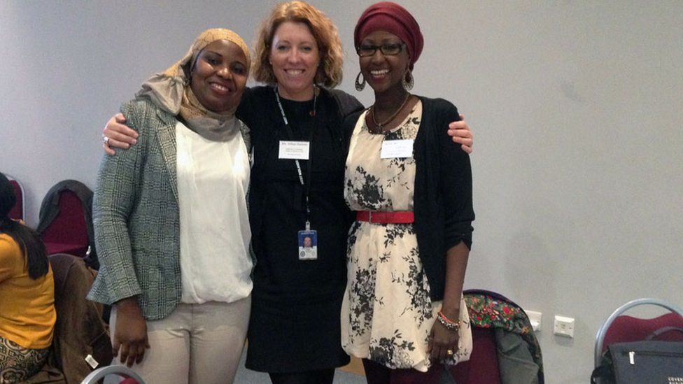 Gill Squires with Sarata Jabbi and Hoda Ali