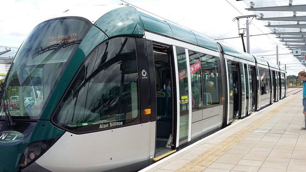 A tram in Nottingham