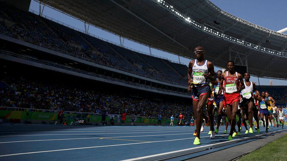 Mo Farah running at the Rio Olympics