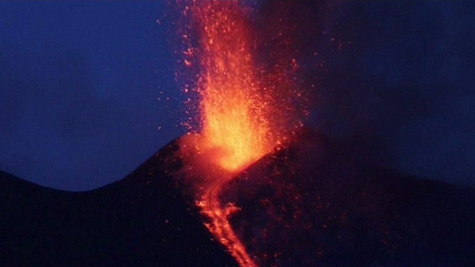 Eruption of Mount Etna, in Italy