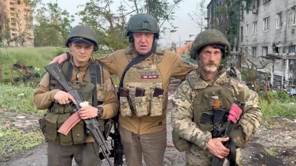 File pic of Prigozhin with Wagner troops in Bakhmut, Ukraine