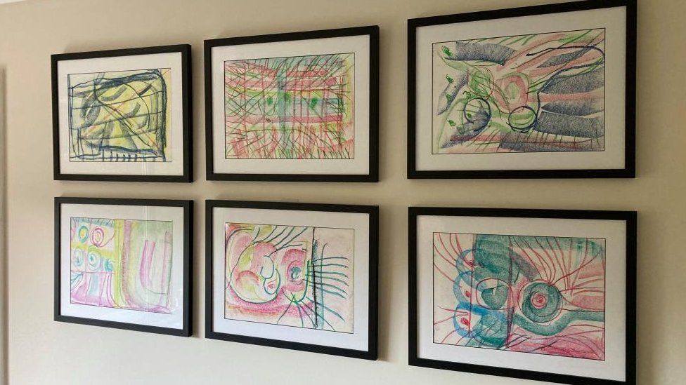 Philip Watmough's work on the wall of his home