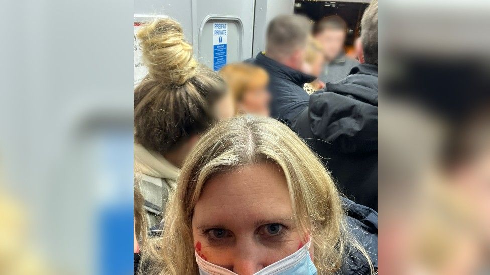 Many people not wearing masks on train