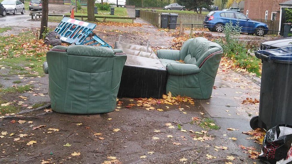 Sofas dumped on the pavement