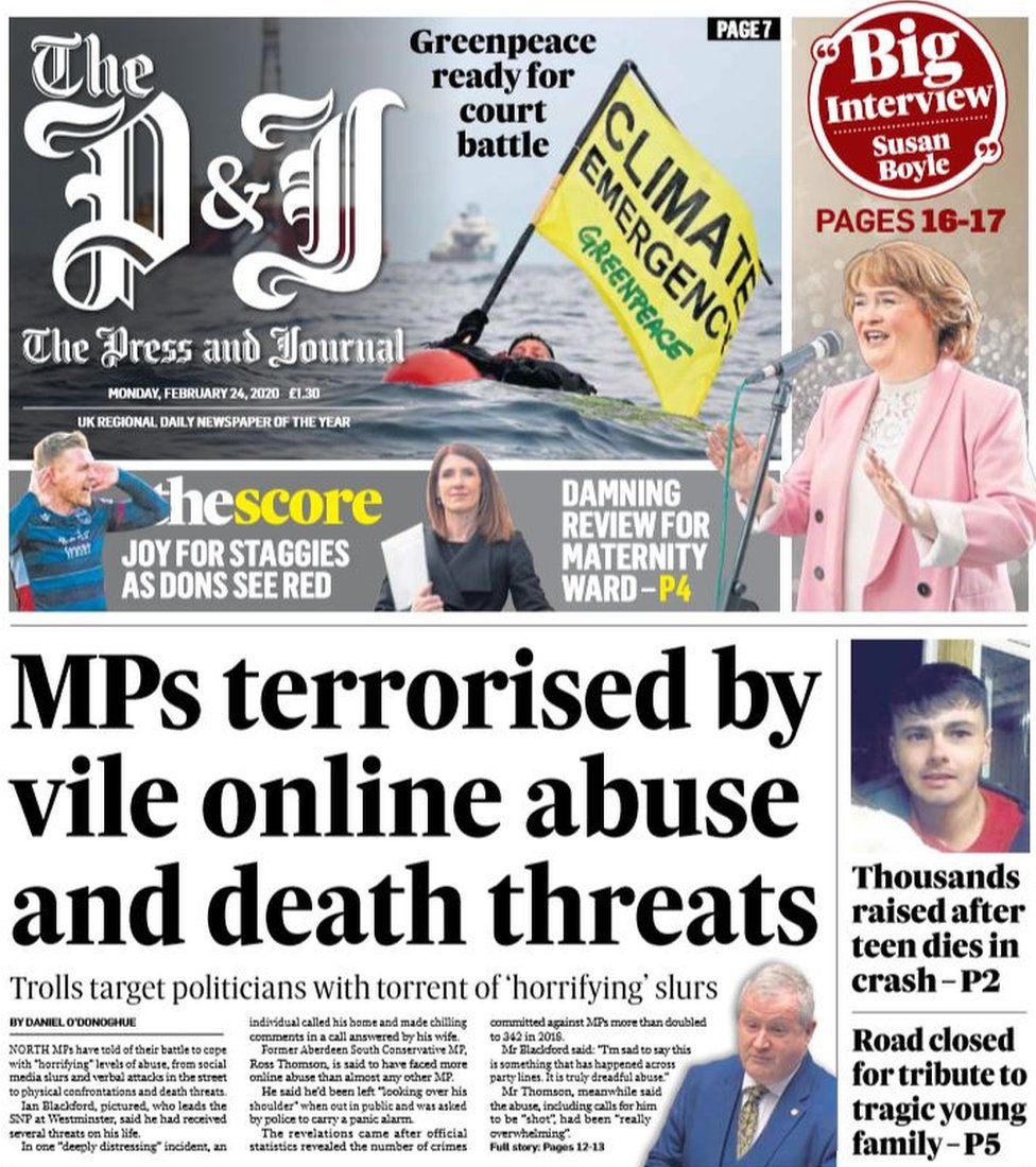 P&J front page