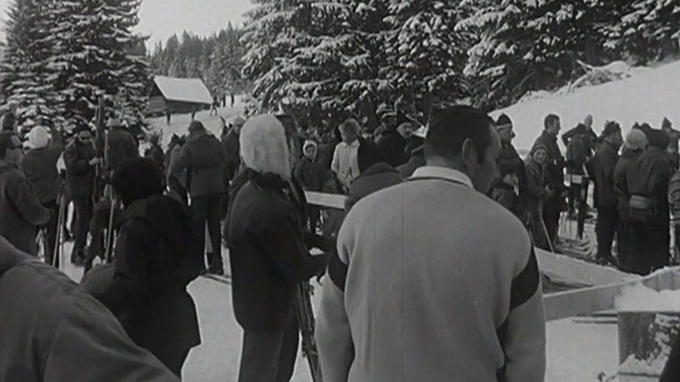 A still from archive footage of Rüschegg from when it first opened in 1969