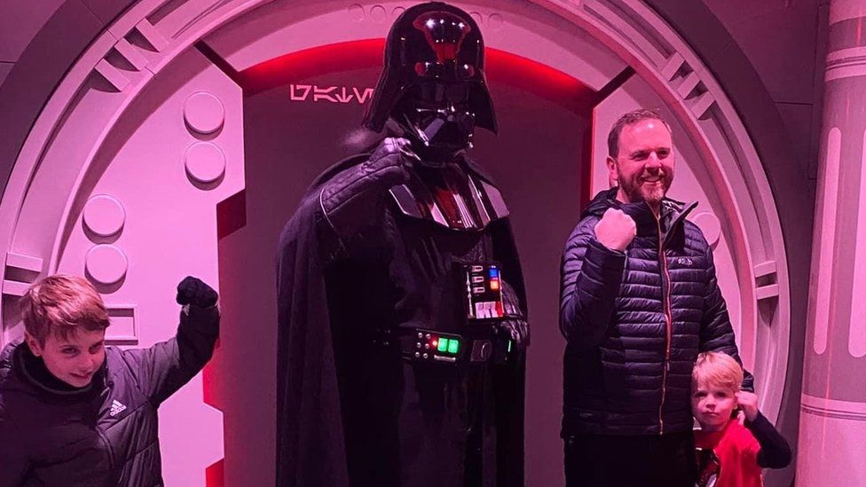 Damien with his two sons with Darth Vader at Disneyland Paris