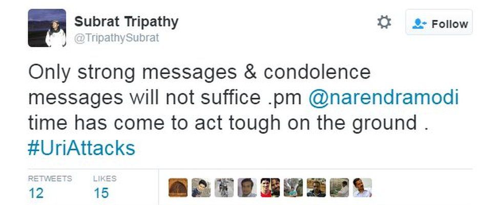 Only strong messages & condolence messages will not suffice .pm @narendramodi time has come to act tough on the ground . #UriAttacks