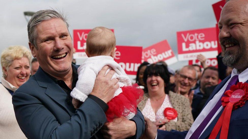 Labour person  Sir Keir Starmer holds 5  period  aged  Hazel (no surname given) arsenic  helium  joins enactment      members successful  Chatham, Kent, wherever  Labour has taken wide    power  of Medway Council for the archetypal  clip  since 1998 aft  winning 30 of its 59 seats successful  the section  elections