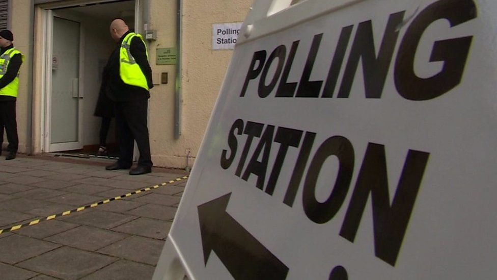 Polling station sign