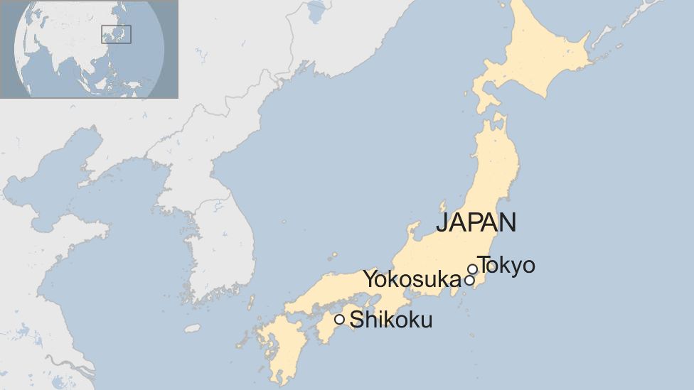 Map of Yokosuka and Shikoku in Japan